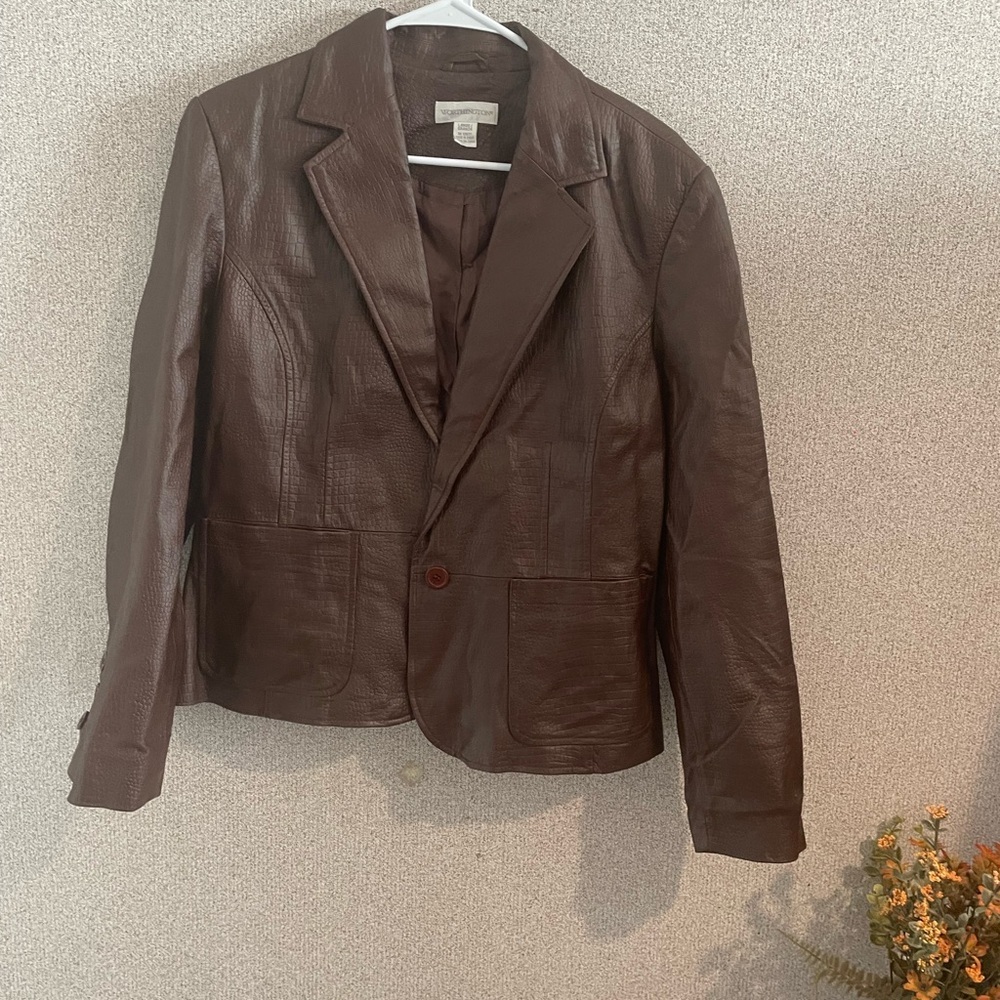 Worthington Brown Tailored‎ Leather Blazer Structured Fit